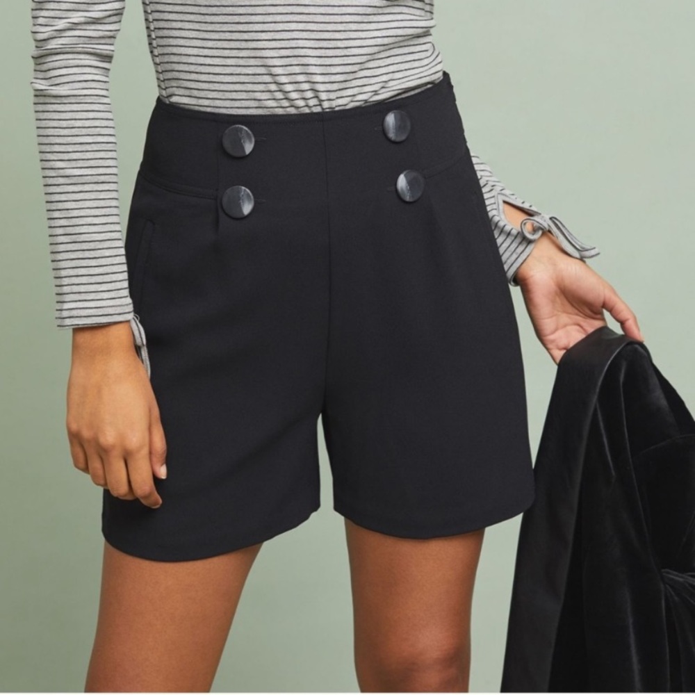 Anthropologie Sail Away High Waist Black Shorts Sz 12 NWT